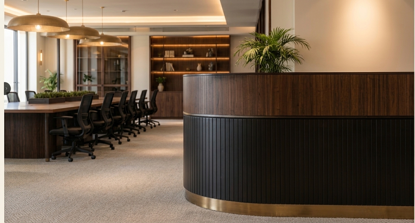 Curved reception desk