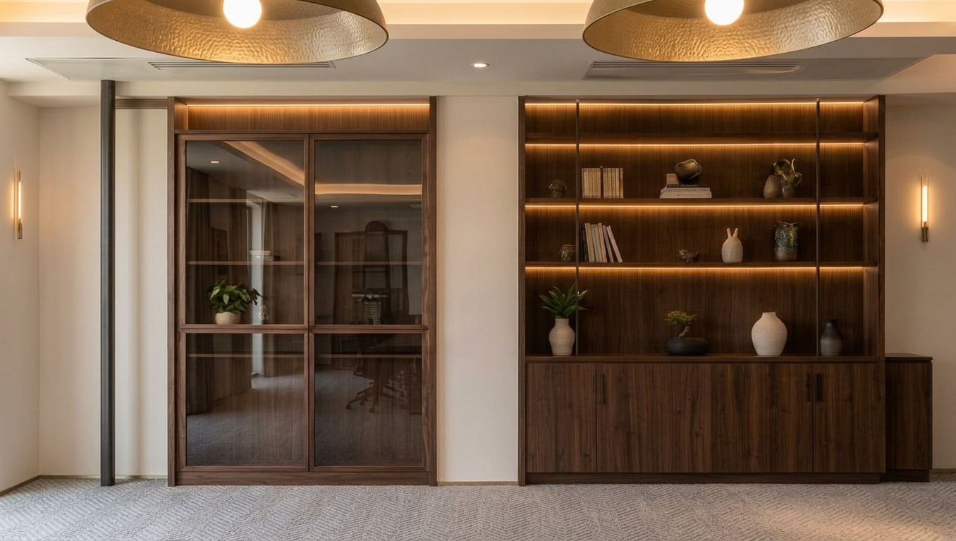 Illuminated walnut joinery